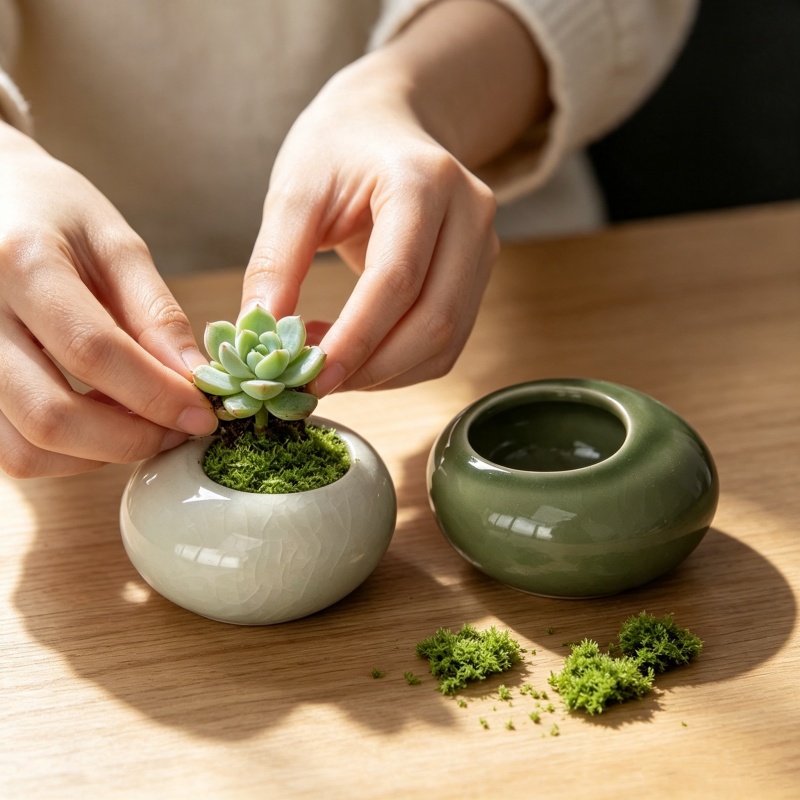 Mini Ice Crack Glazed Plant Po - Bonsai Garden Art recension och pris