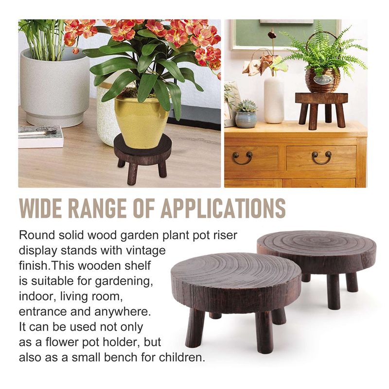 ABHU 2Pcs Mini Wooden Stool Fl - Bonsai Garden Display Stands recension och pris